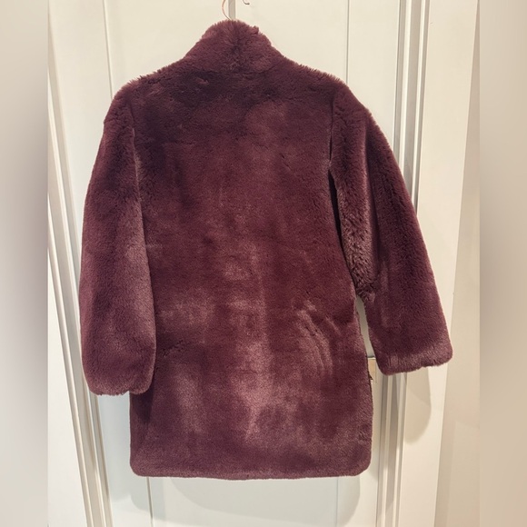 ABERCROMBIE & Fitch burgundy maroon red faux fur shearling coat cozy S y2k - Picture 13 of 13